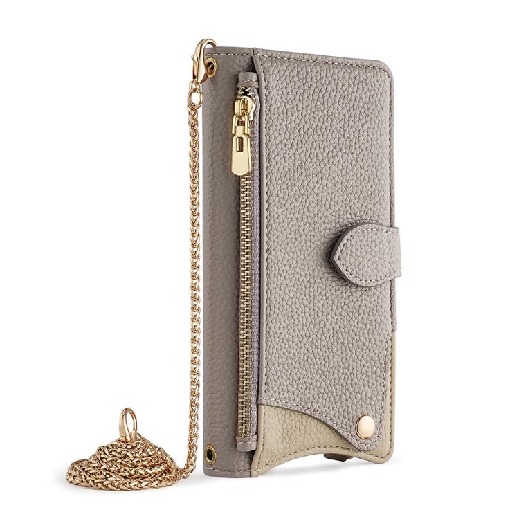 For Motorola Edge 50 Pro Crossbody Chain Fishtail Litchi Leather Phone Case(Grey) - Motorola Cases by PMC TechLife | Online Shopping South Africa | PMC TechLife | Buy Now Pay Later Mobicred
