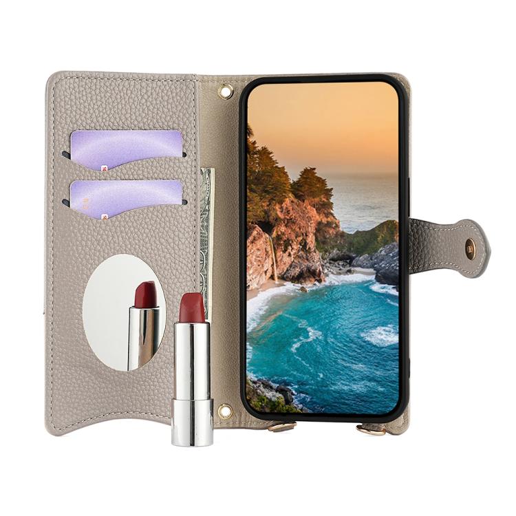 For Motorola Edge 50 Pro Crossbody Chain Fishtail Litchi Leather Phone Case(Grey) - Motorola Cases by PMC TechLife | Online Shopping South Africa | PMC TechLife | Buy Now Pay Later Mobicred