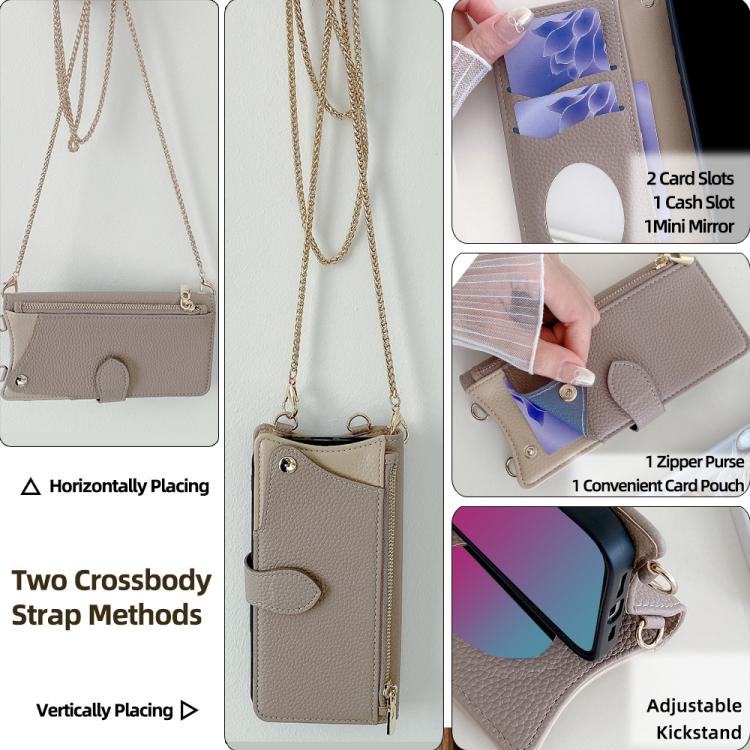 For Motorola Edge 50 Pro Crossbody Chain Fishtail Litchi Leather Phone Case(Grey) - Motorola Cases by PMC TechLife | Online Shopping South Africa | PMC TechLife | Buy Now Pay Later Mobicred