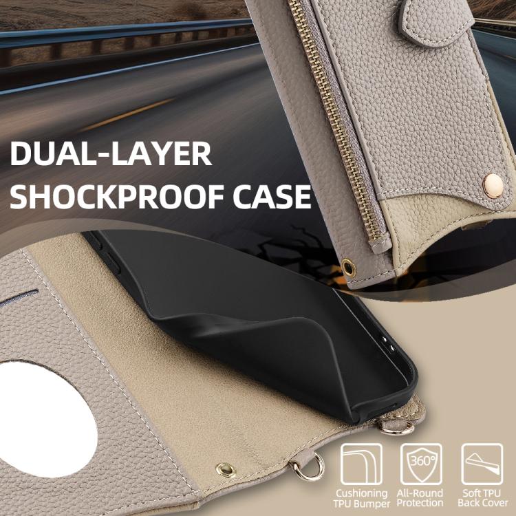 For Motorola Edge 50 Pro Crossbody Chain Fishtail Litchi Leather Phone Case(Grey) - Motorola Cases by PMC TechLife | Online Shopping South Africa | PMC TechLife | Buy Now Pay Later Mobicred