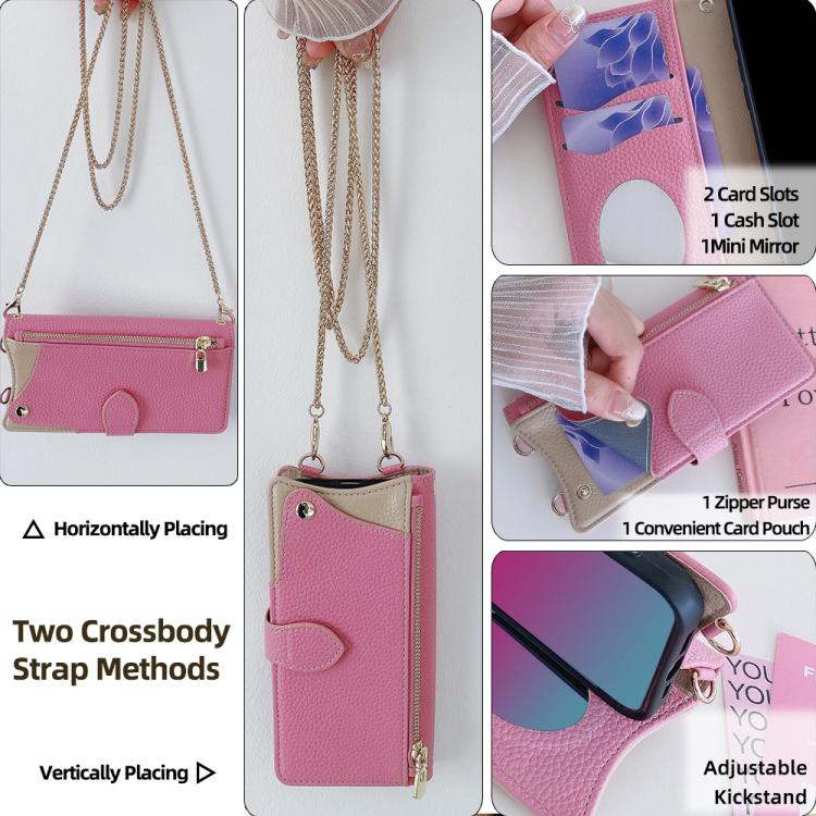 For OnePlus Ace 3 Pro Crossbody Chain Fishtail Litchi Leather Phone Case(Pink) - OnePlus Cases by PMC TechLife | Online Shopping South Africa | PMC TechLife | Buy Now Pay Later Mobicred