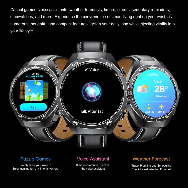 GT97 1.53 inch Round Screen 2 in 1 Bluetooth Earphone Leather Strap Smart Watch Supports Bluetooth Calls(Black) - free shipping - PMC TechLife - Order now!