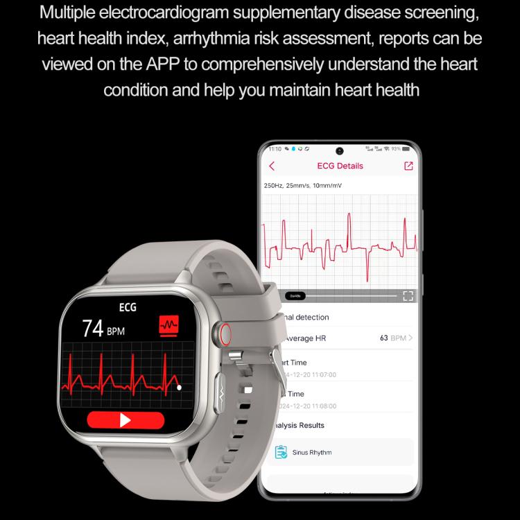 TK17 1.91 inch Horizontal Screen Silicone Strap Smart Watch Supports ECG Electrocardiogram(Grey) - free shipping - PMC TechLife - Order now!