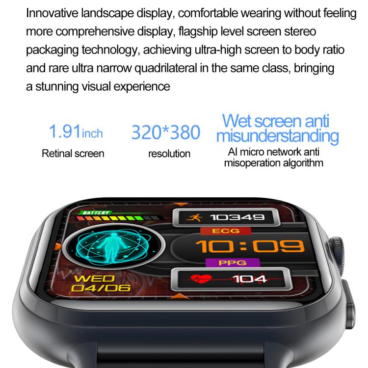 TK17 1.91 inch Horizontal Screen Leather Strap Smart Watch Supports ECG Electrocardiogram(Black) - free shipping - PMC TechLife - Order now!