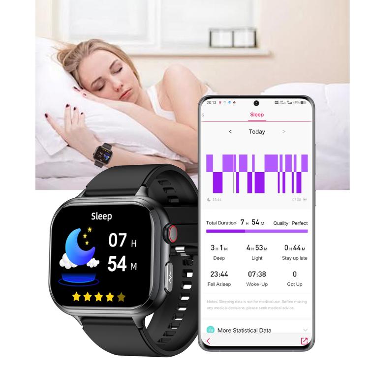 TK17 1.91 inch Horizontal Screen Leather Strap Smart Watch Supports ECG Electrocardiogram(Black) - free shipping - PMC TechLife - Order now!