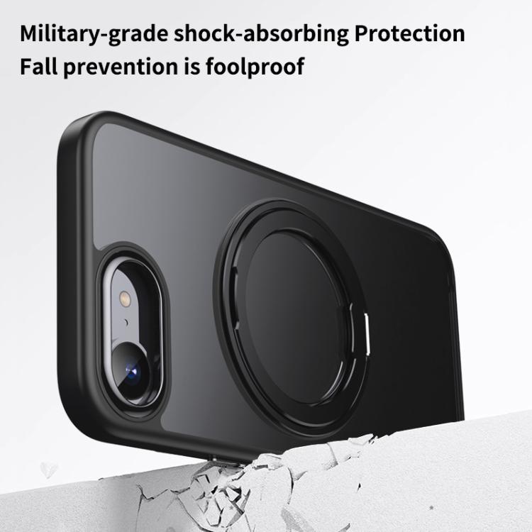 For iPhone 16e Frosted 360 Degree MagSafe Magnetic Holder Phone Case(Black) - iPhone 16e Cases by PMC TechLife | Online Shopping South Africa | PMC TechLife | Buy Now Pay Later Mobicred