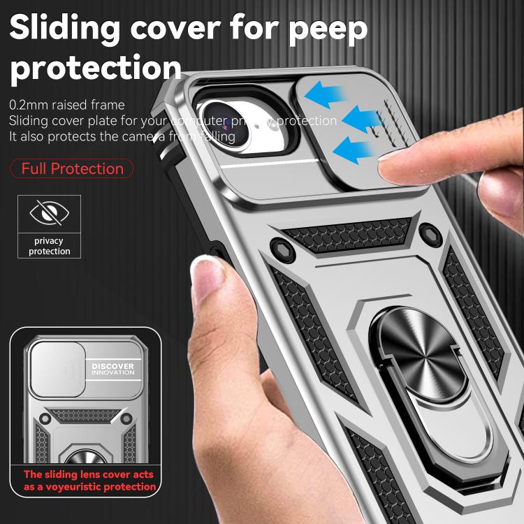 For iPhone 16e Sliding Camshield Holder Phone Case(Silver) - iPhone 16e Cases by PMC TechLife | Online Shopping South Africa | PMC TechLife | Buy Now Pay Later Mobicred