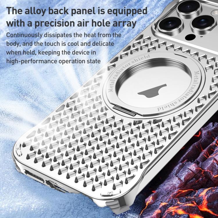 For iPhone 15 R-JUST RJ-64 Aromatherapy Heat Dissipation MagSafe Phone Case with Stand(Grey) - free shipping - PMc TechLife - Order now!