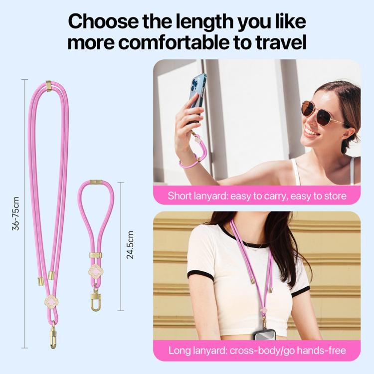 DUX DUCIS Garden Series Begonia Pattern Adjustable Short Phone Lanyard(Pink) - Lanyards & Wrist Straps by DUX DUCIS | Online Shopping South Africa | PMc TechLife | Buy Now Pay Later Mobicred