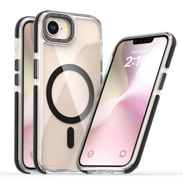 For iPhone 16e Dual-Color Clear Acrylic Hybrid TPU MagSafe Phone Case(Black) - free shipping - PMC TechLife - Order now!