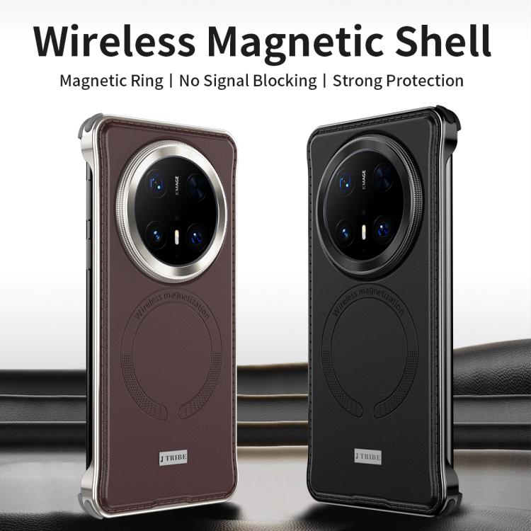 For Huawei Mate 70 Metal Frameless MagSafe Leather Phone Case(Brown) - Huawei Cases by PMC TechLife | Online Shopping South Africa | PMC TechLife | Buy Now Pay Later Mobicred