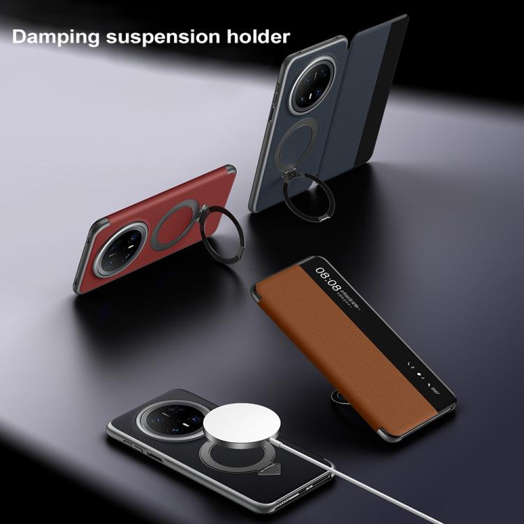 For Huawei Mate 70 SULADA Smart View Window MagSafe Magnetic Holder Leather Phone Case(Blue) - free shipping - PMC TechLife - Order now!