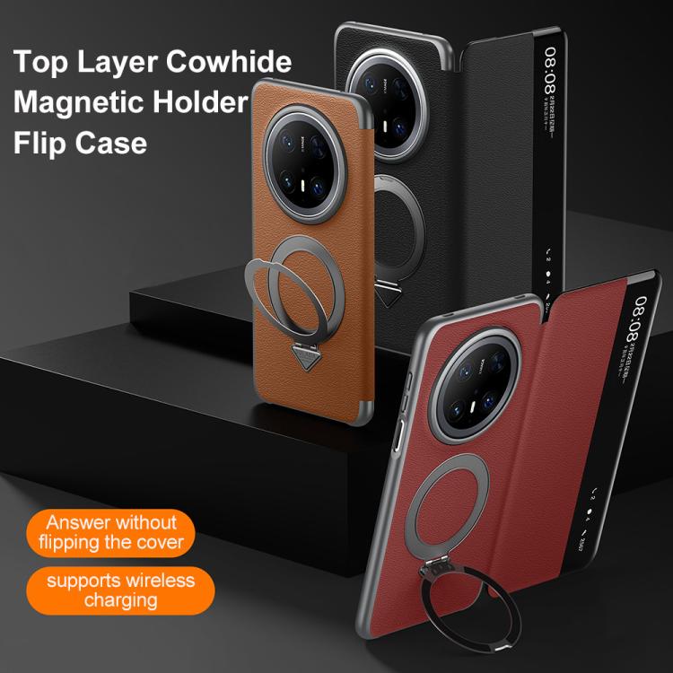 For Huawei Mate 70 SULADA Smart View Window MagSafe Magnetic Holder Leather Phone Case(Red) - free shipping - PMC TechLife - Order now!