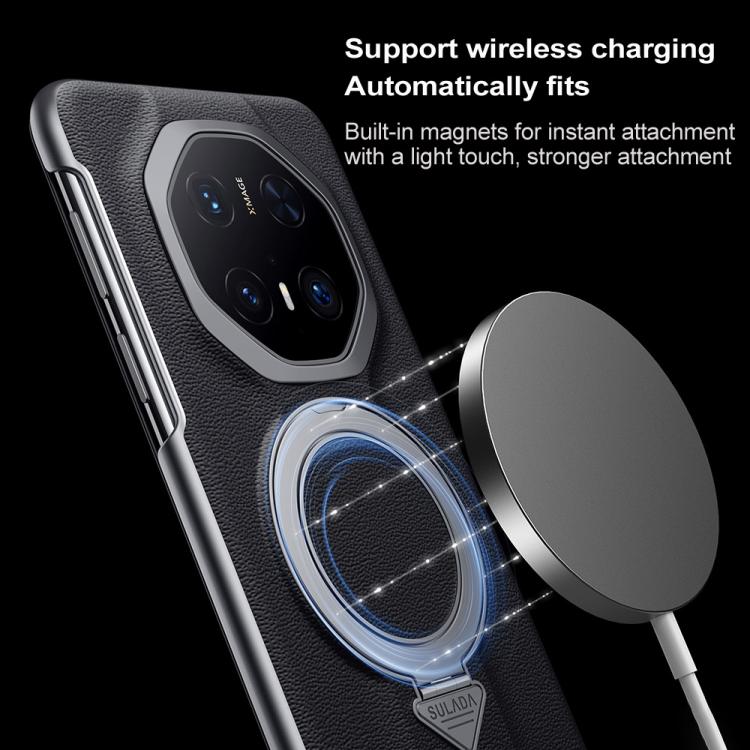 For Huawei Mate 70 RS Ultimate SULADA Smart View Window MagSafe Magnetic Holder Leather Phone Case(Brown) - free shipping - PMC TechLife - Order now!