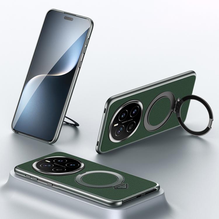 For Honor Magic7 SULADA Top Grain Leather MagSafe Magnetic Holder Phone Case(Green) - Honor Cases by SULADA | Online Shopping South Africa | PMC TechLife | Buy Now Pay Later Mobicred