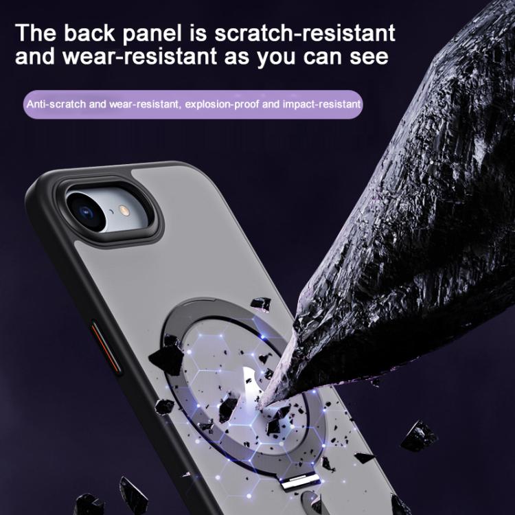 For iPhone 16e Airbag MagSafe Shockproof Frosted Phone Case with Fold Holder(Black) - iPhone 16e Cases by PMC TechLife | Online Shopping South Africa | PMC TechLife | Buy Now Pay Later Mobicred