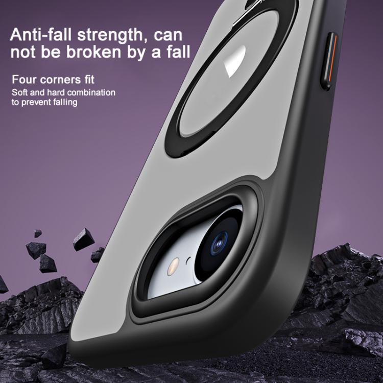 For iPhone 16e Airbag MagSafe Shockproof Frosted Phone Case with Fold Holder(Black) - iPhone 16e Cases by PMC TechLife | Online Shopping South Africa | PMC TechLife | Buy Now Pay Later Mobicred