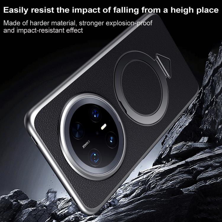 For Huawei Mate 70 SULADA Top Grain Leather MagSafe Magnetic Holder Phone Case(Black) - free shipping - PMC TechLife - Order now!