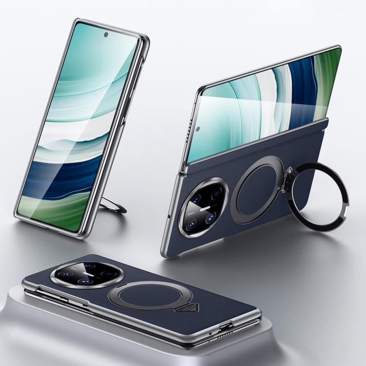 For Huawei Mate X6 SULADA Top Grain Leather MagSafe Magnetic Holder Phone Case(Blue) - Huawei Cases by SULADA | Online Shopping South Africa | PMC TechLife | Buy Now Pay Later Mobicred