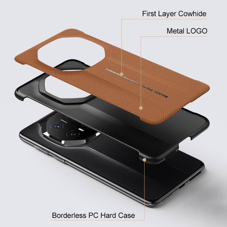For Huawei Mate 60 RS Ultimate SULADA Frameless Top Layer Cowhide Leather Hybrid PC Phone Case(Brown) - free shipping - PMC TechLife - Order now!