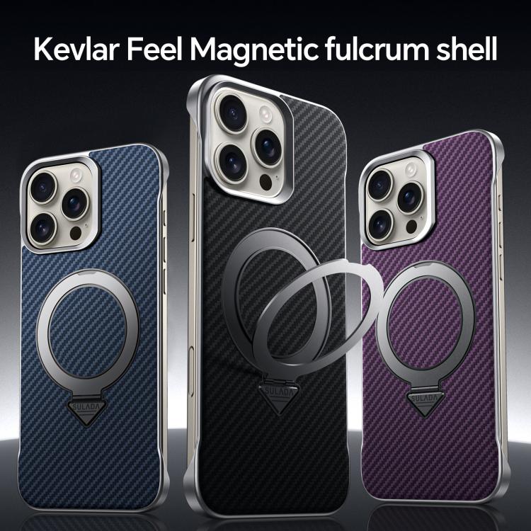 For iPhone 16 Pro SULADA Kevlar Texture MagSafe Magnetic Holder Phone Case(Purple) - free shipping - PMC TechLife - Order now!