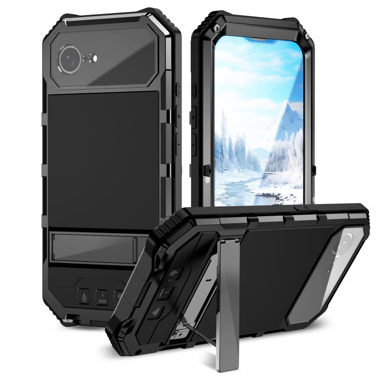For iPhone 16e IP68 Waterproof Dustproof Shockproof Holder Phone Case(Black) - iPhone 16e Cases by PMC TechLife | Online Shopping South Africa | PMC TechLife | Buy Now Pay Later Mobicred