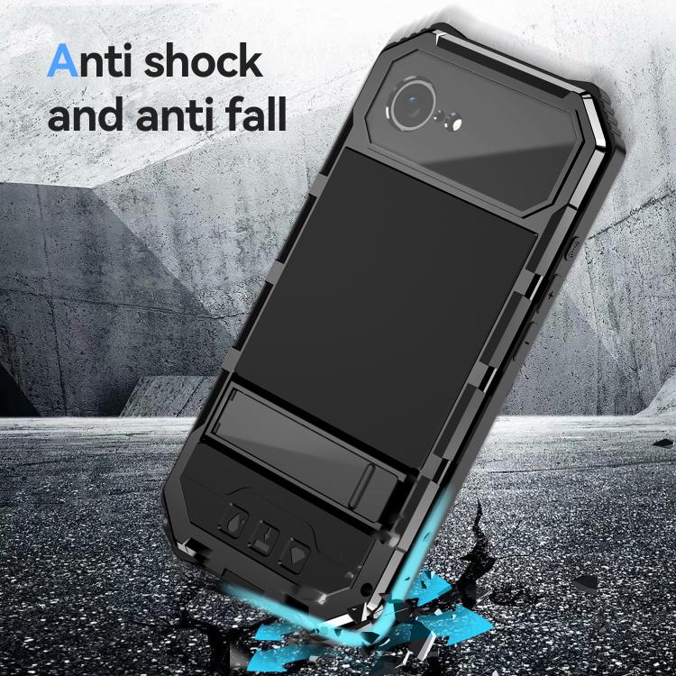 For iPhone 16e IP68 Waterproof Dustproof Shockproof Holder Phone Case(Black) - iPhone 16e Cases by PMC TechLife | Online Shopping South Africa | PMC TechLife | Buy Now Pay Later Mobicred