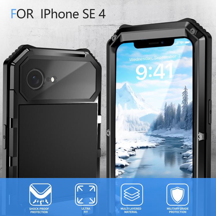 For iPhone 16e IP68 Waterproof Dustproof Shockproof Holder Phone Case(Black) - iPhone 16e Cases by PMC TechLife | Online Shopping South Africa | PMC TechLife | Buy Now Pay Later Mobicred
