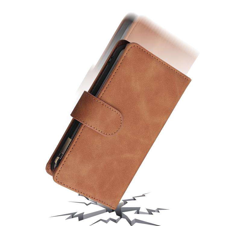 For iPhone 16e Multifunctional Multi-Card Wallet Phone Leather Case(Brown) - iPhone 16e Cases by PMC TechLife | Online Shopping South Africa | PMC TechLife | Buy Now Pay Later Mobicred