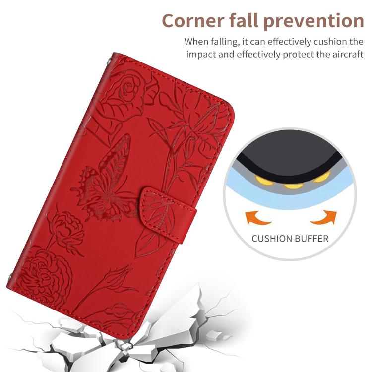 For Tecno Pova 7 4G Skin Feel Butterfly Embossed Flip Leather Phone Case(Red) - free shipping - PMC TechLife - Order now!