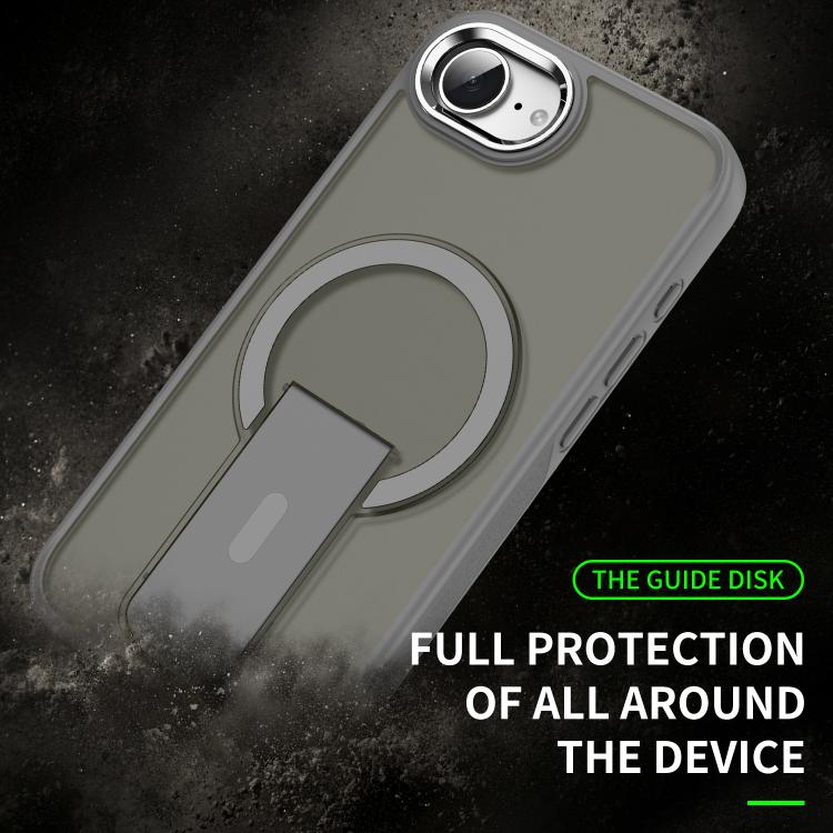 For iPhone 16e Acrylic Hybrid TPU MagSafe Holder Phone Case(Titanium Grey) - iPhone 16e Cases by PMC TechLife | Online Shopping South Africa | PMC TechLife | Buy Now Pay Later Mobicred