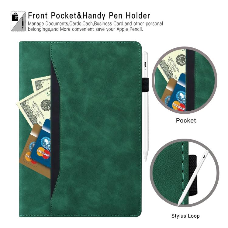 For Tecno Megapad 11 2024 Splicing Shockproof Leather Tablet Case(Green) - Others by PMC TechLife | Online Shopping South Africa | PMC TechLife | Buy Now Pay Later Mobicred