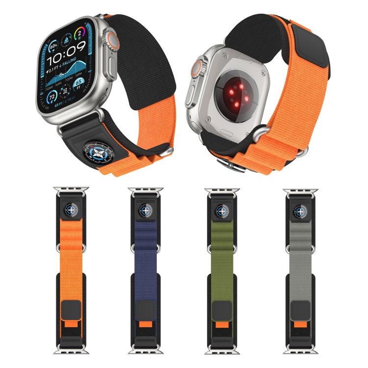For Apple Watch 42mm / 41mm / 40mm / 38mm Kalebol Compass Nylon Loop Watch Strap(Black Blue) - free shipping - PMc TechLife - Order now!