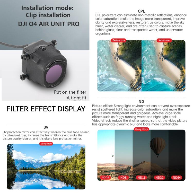 For DJI O4 Air Unit Pro / Avata 2 JSR YB Series Camera Lens Filter, Filter:3 in 1 CPL ND8/16 - free shipping - PMC TechLife - Order now!