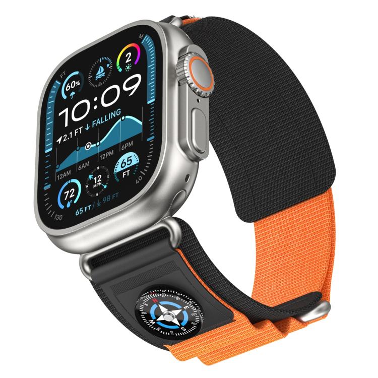 For Apple Watch 42mm / 41mm / 40mm / 38mm Compass Nylon Loop Watch Band(Black Orange) - free shipping - PMc TechLife - Order now!