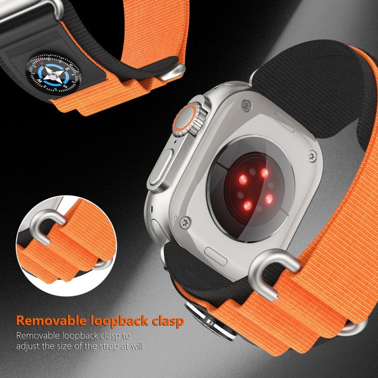 For Apple Watch 42mm / 41mm / 40mm / 38mm Compass Nylon Loop Watch Band(Black Orange) - free shipping - PMc TechLife - Order now!