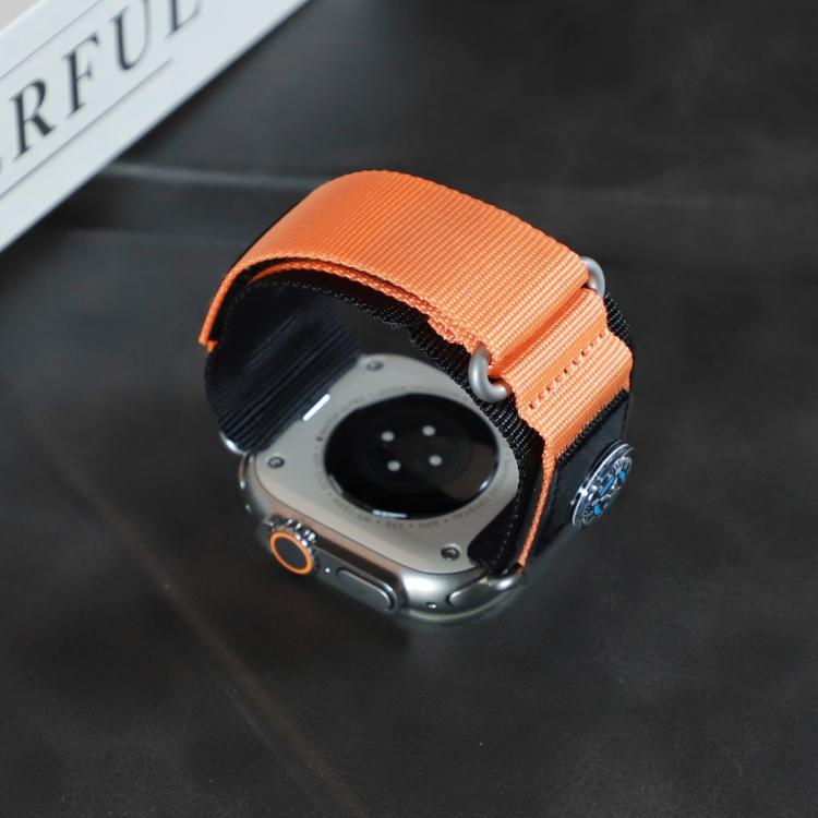 For Apple Watch 42mm / 41mm / 40mm / 38mm Compass Nylon Loop Watch Band(Black Orange) - free shipping - PMc TechLife - Order now!