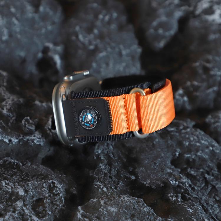 For Apple Watch 42mm / 41mm / 40mm / 38mm Compass Nylon Loop Watch Band(Black Orange) - free shipping - PMc TechLife - Order now!
