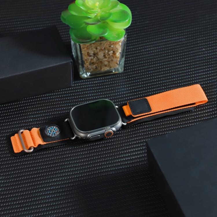 For Apple Watch 42mm / 41mm / 40mm / 38mm Compass Nylon Loop Watch Band(Black Orange) - free shipping - PMc TechLife - Order now!
