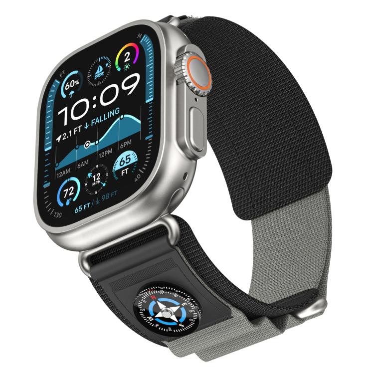 For Apple Watch 42mm / 41mm / 40mm / 38mm Compass Nylon Loop Watch Band(Black Grey) - free shipping - PMc TechLife - Order now!