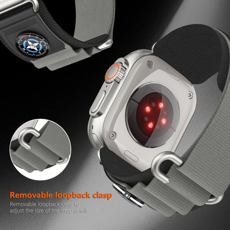 For Apple Watch 42mm / 41mm / 40mm / 38mm Compass Nylon Loop Watch Band(Black Grey) - free shipping - PMc TechLife - Order now!