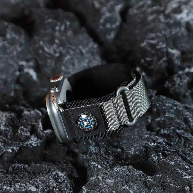 For Apple Watch 42mm / 41mm / 40mm / 38mm Compass Nylon Loop Watch Band(Black Grey) - free shipping - PMc TechLife - Order now!