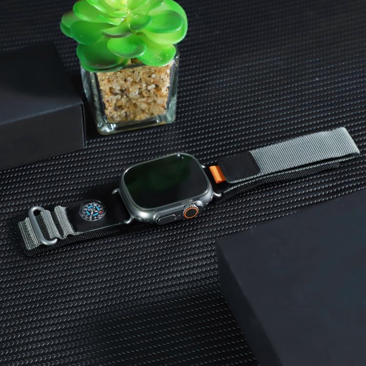 For Apple Watch 42mm / 41mm / 40mm / 38mm Compass Nylon Loop Watch Band(Black Grey) - free shipping - PMc TechLife - Order now!