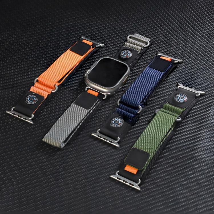 For Apple Watch 42mm / 41mm / 40mm / 38mm Compass Nylon Loop Watch Band(Black Orange) - free shipping - PMc TechLife - Order now!