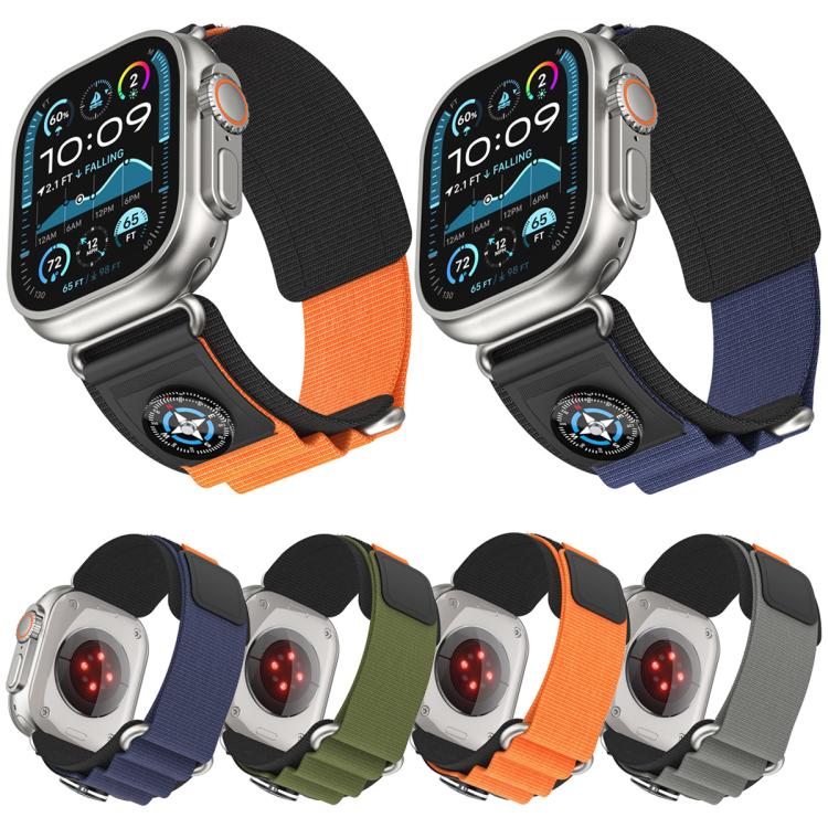 For Apple Watch 42mm / 41mm / 40mm / 38mm Compass Nylon Loop Watch Band(Black Grey) - free shipping - PMc TechLife - Order now!