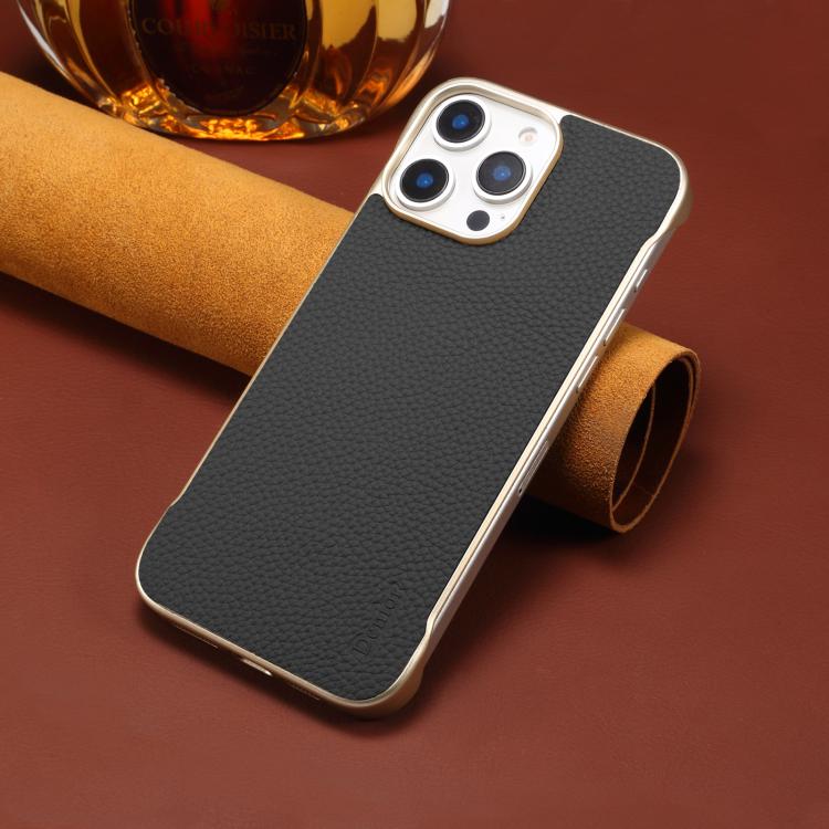 For iPhone 14 Pro Denior A20 Genuine Leather Litchi Texture MagSafe Frameless Phone Case(Black) - free shipping - PMc TechLife - Order now!