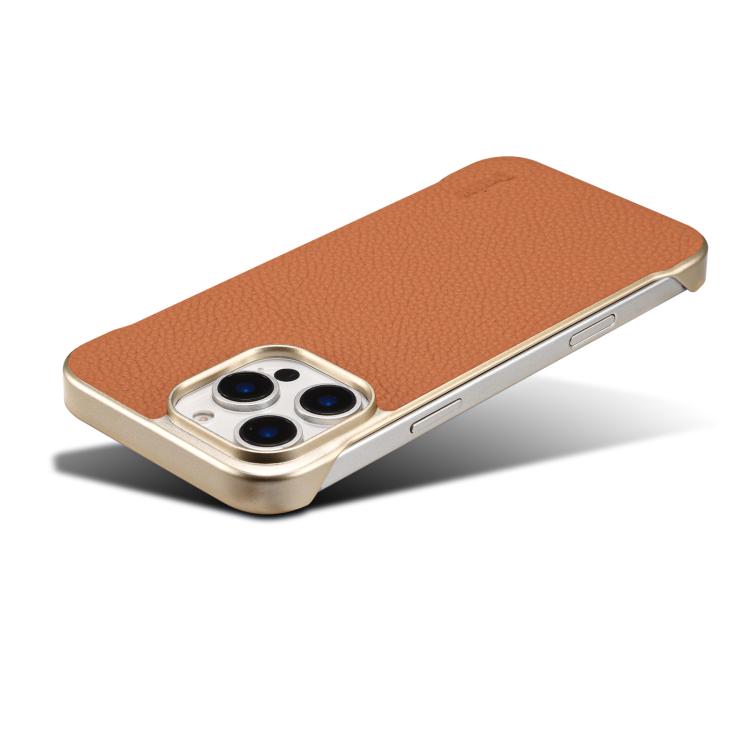 For iPhone 15 Plus / 14 Plus Denior A20 Genuine Leather Litchi Texture MagSafe Frameless Phone Case(Brown) - free shipping - PMc TechLife - Order now!