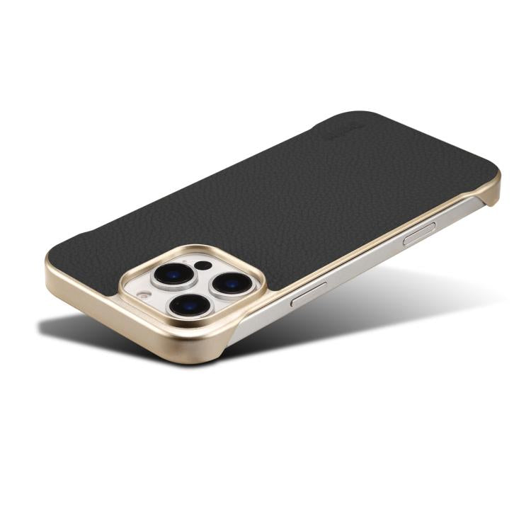 For iPhone 15 Pro Max Denior A20 Genuine Leather Litchi Texture MagSafe Frameless Phone Case(Black) - free shipping - PMc TechLife - Order now!