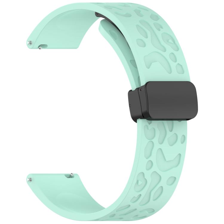 22mm Kalebol Universal Leopard Print Magnetic Folding Buckle Silicone Strap(Teal Blue) - 22mm Bands by Kalebol | Online Shopping South Africa | PMc TechLife | Buy Now Pay Later Mobicred