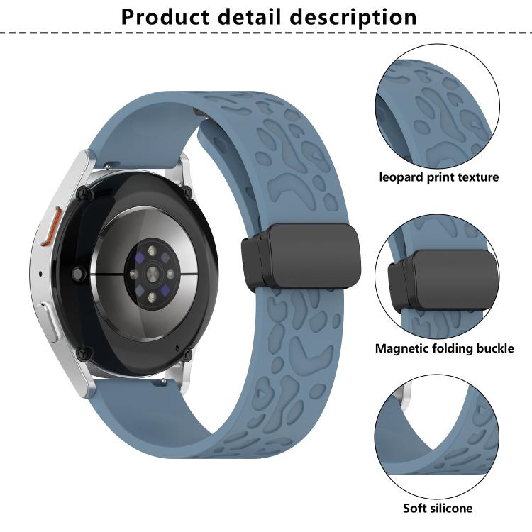 22mm Kalebol Universal Leopard Print Magnetic Folding Buckle Silicone Strap(Teal Blue) - 22mm Bands by Kalebol | Online Shopping South Africa | PMc TechLife | Buy Now Pay Later Mobicred